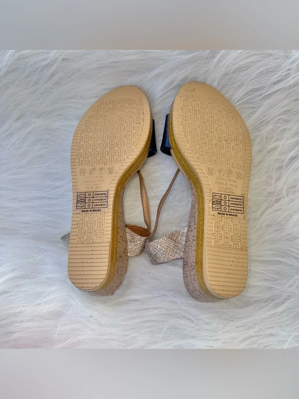 Malu Super Comfort Navy Wedge Sandals Made in Brazil – Women’s 7 NWOT